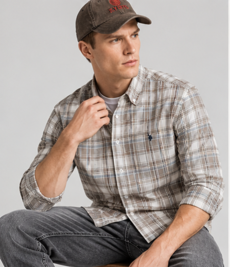 Bhavy Apparels Men Beige & Brown Checked Slim/Regular Fit Casual Shirt