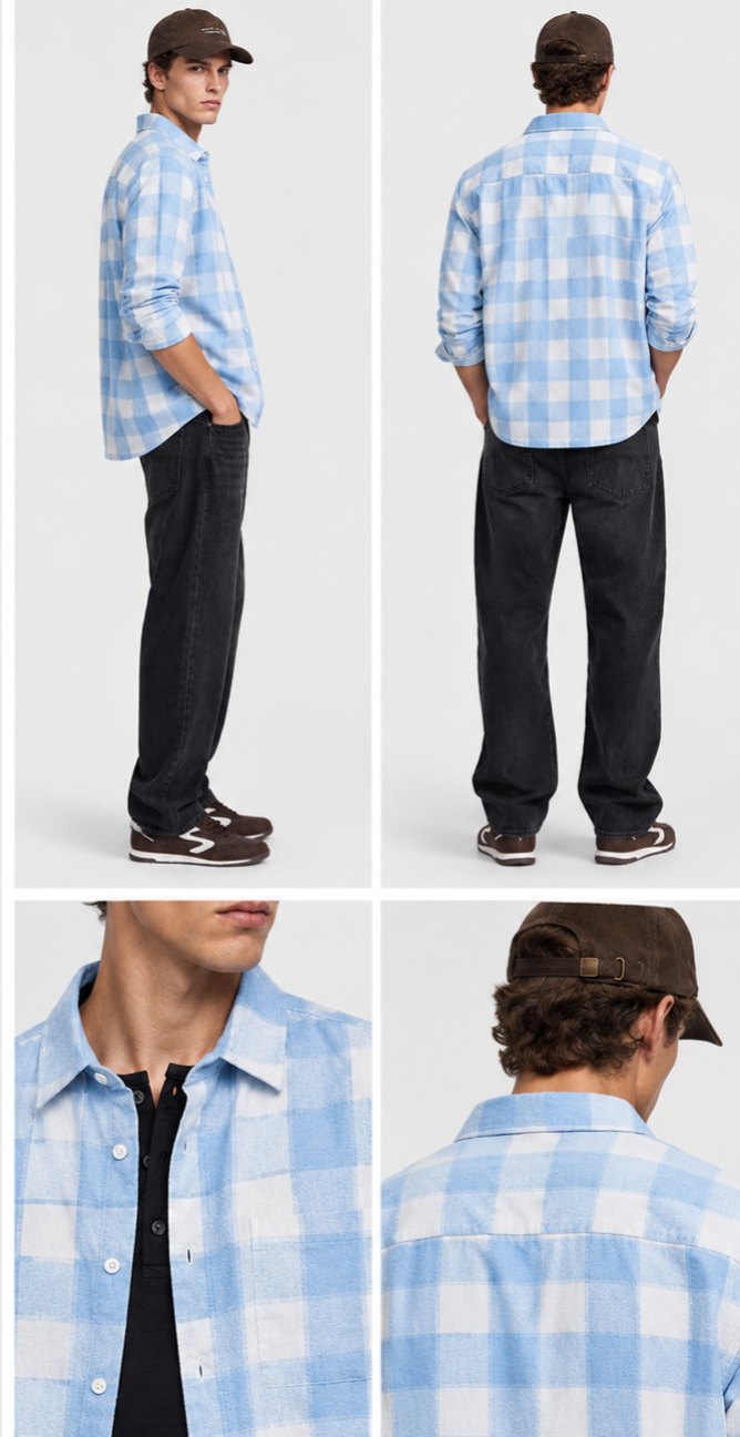 Bhavy Apparels Men Blue Gingham Check Boxy Fit Casual Shirt
