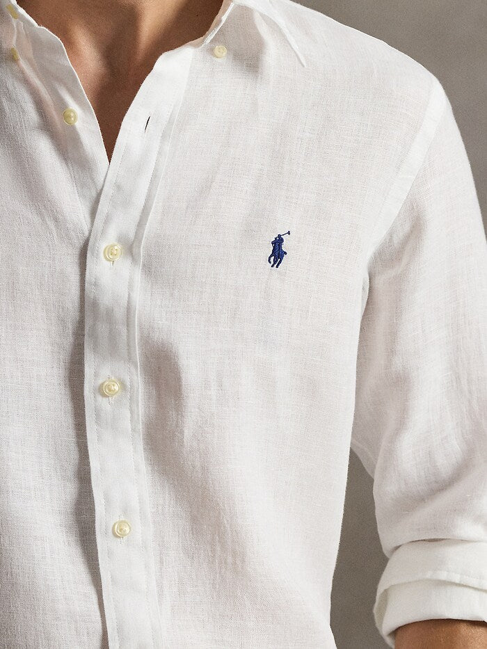 White Linen Button-Down Shirt - Classic Summer Wear
