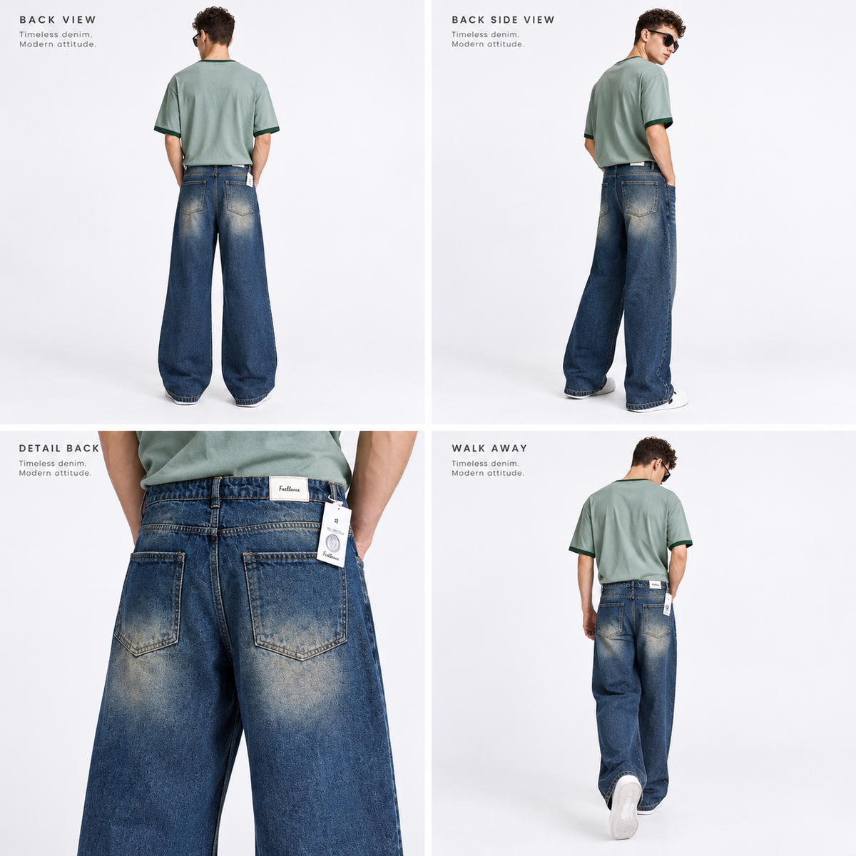 Men’s Blue Washed Loose Fit Baggy Jeans | Wide Leg Denim | Streetwear Style
