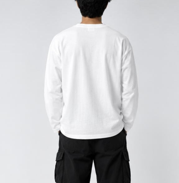 Men White Oversized Henley Full Sleeve T-Shirt