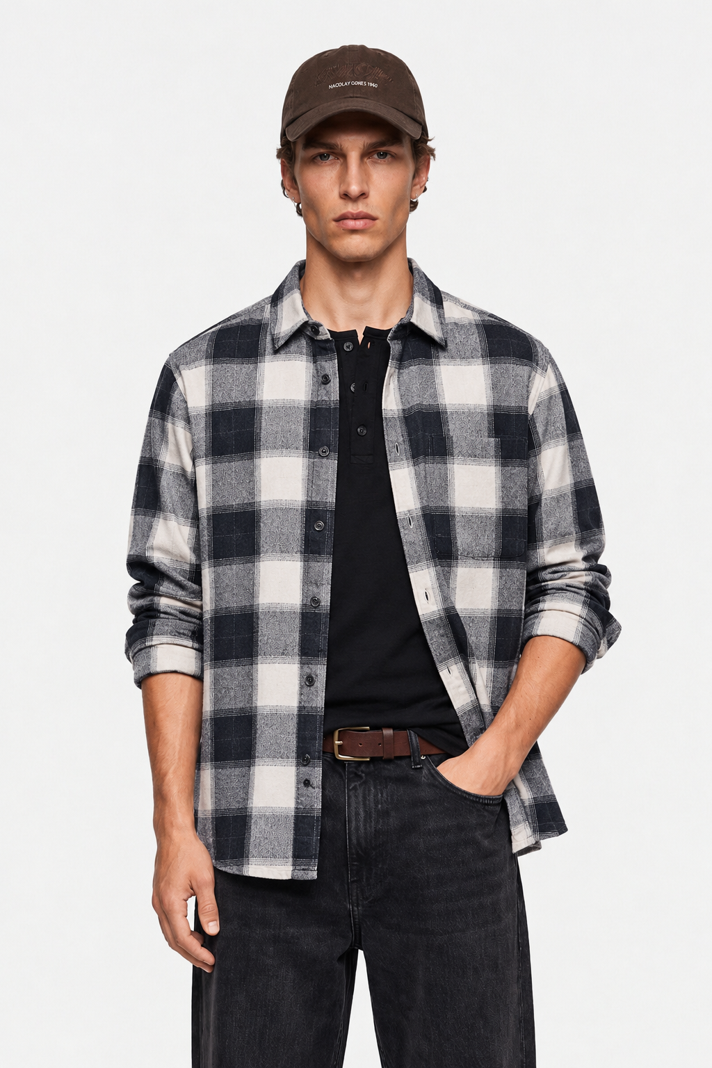 Bhavy Apparels Men Navy Blue White Check Boxy Fit Casual Shirt