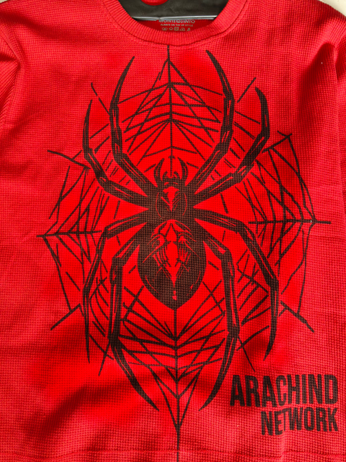 Arachnid Network Red Graphic Full-Sleeve T-Shirt