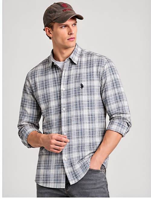 Bhavy Apparels Men Grey & White Checked Casual Shirt