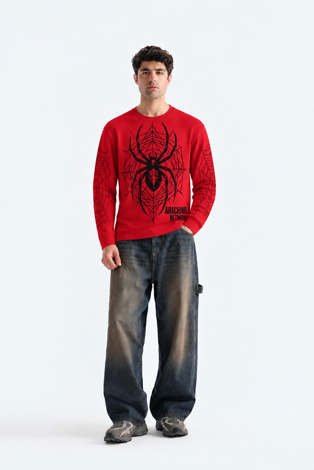 Arachnid Network Red Graphic Full-Sleeve T-Shirt