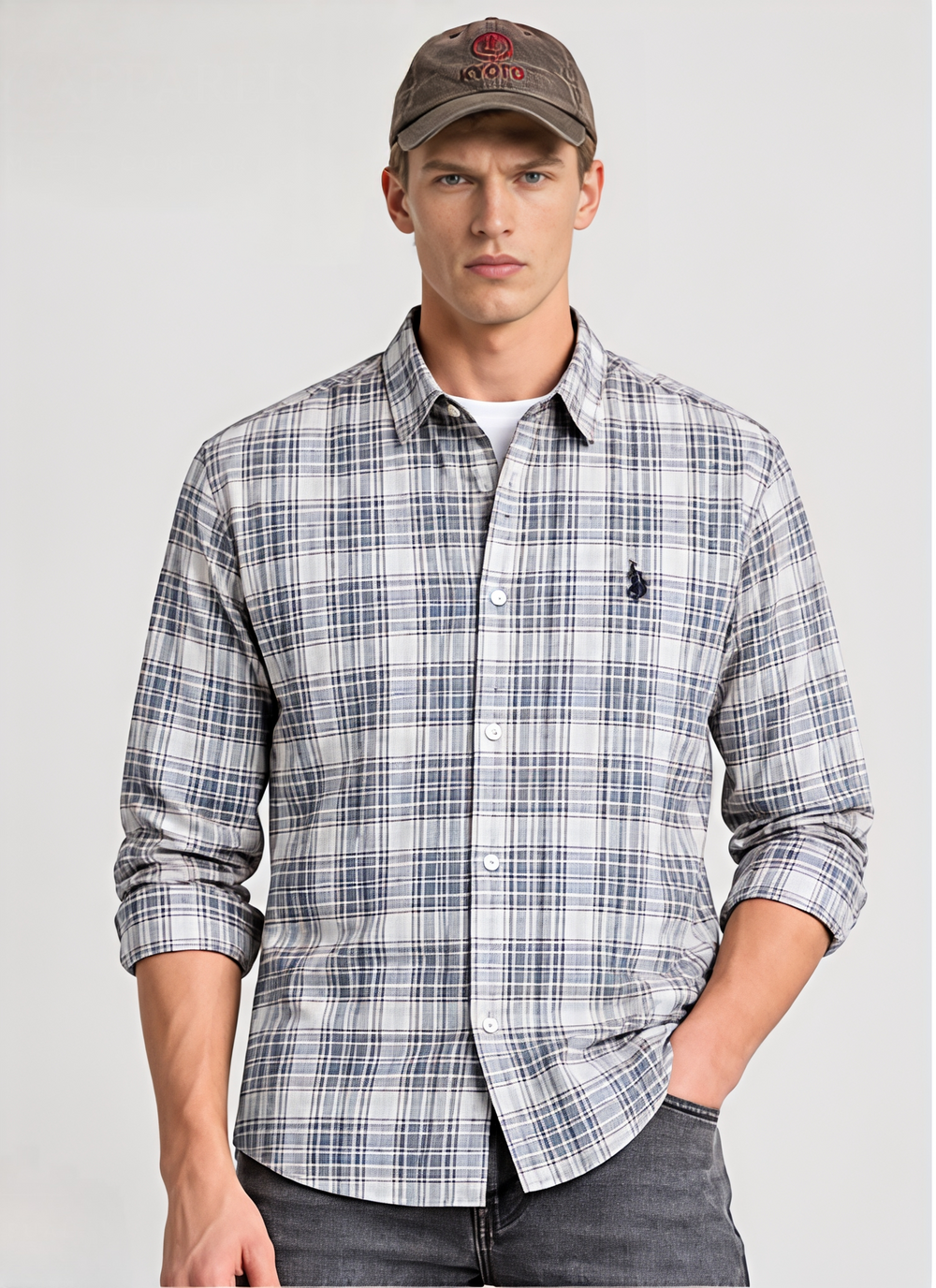 Bhavy Apparels Men Grey & White Checked Casual Shirt