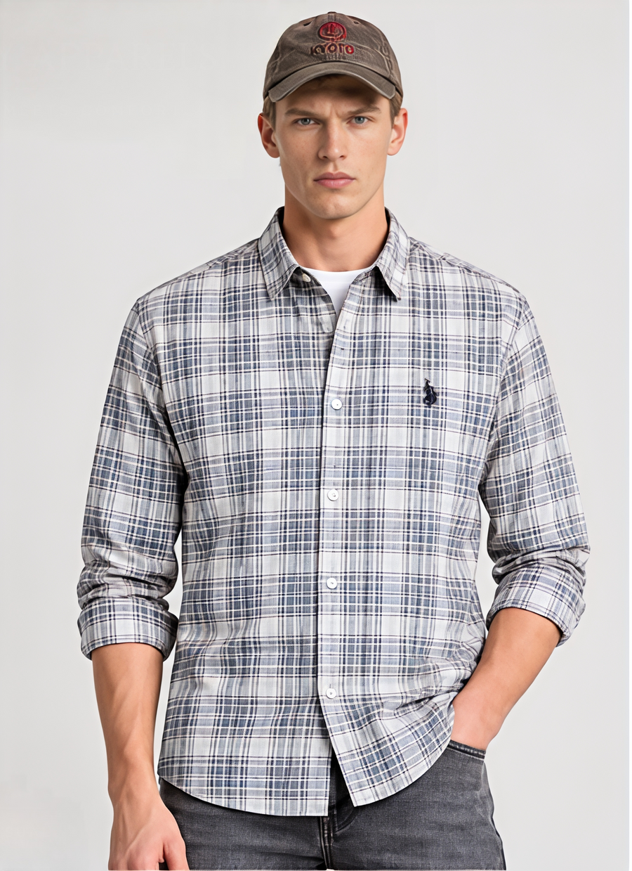 Bhavy Apparels Men Grey & White Checked Casual Shirt