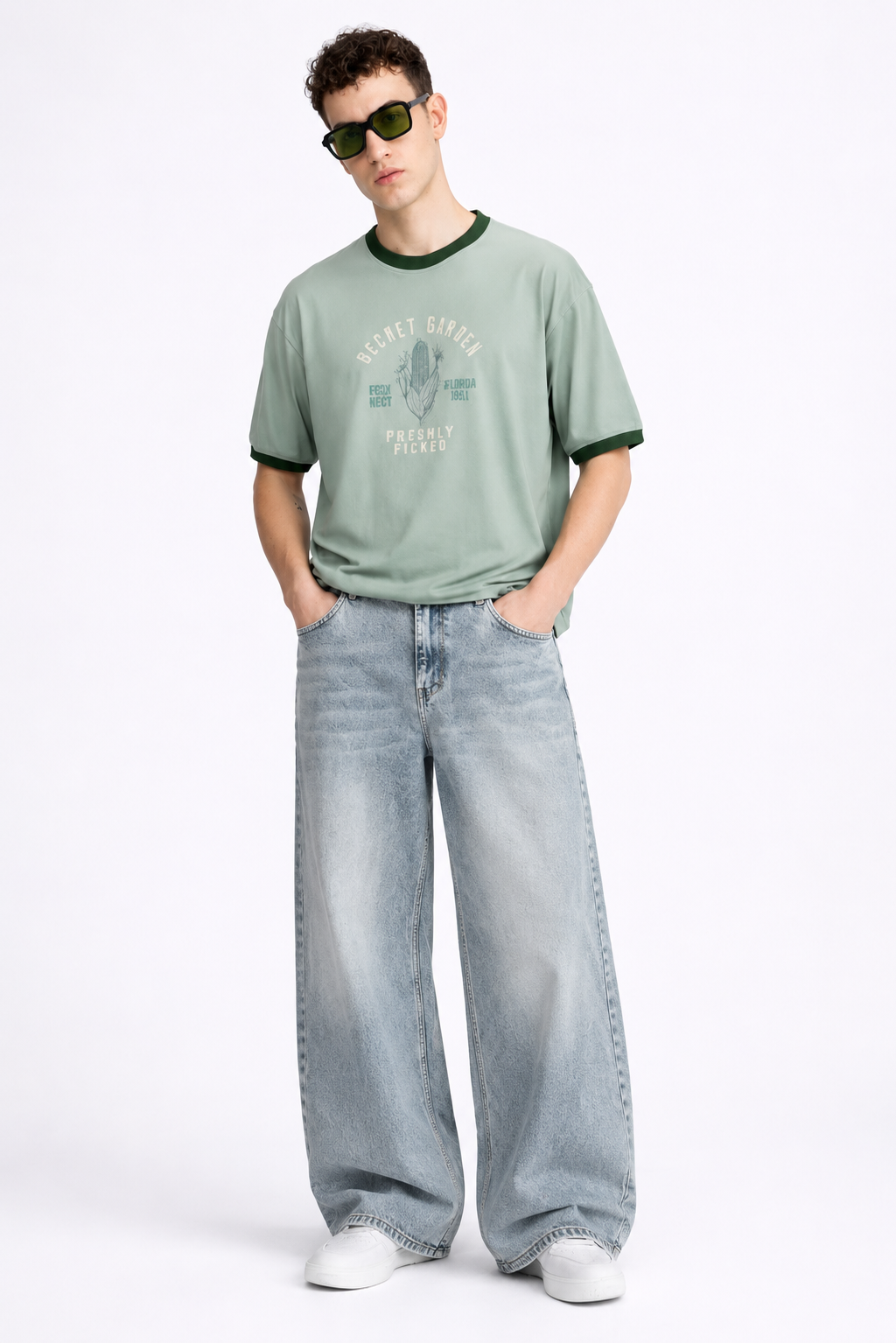 Bhavy Apparels – Men’s Light Blue Baggy Wide-Leg Jeans