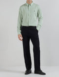 BHAVY APPARELS - Sage Green Pinstripe Oxford Shirt