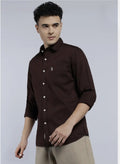 Dark Brown Oxford Button-Down Shirt - Classic Casual
