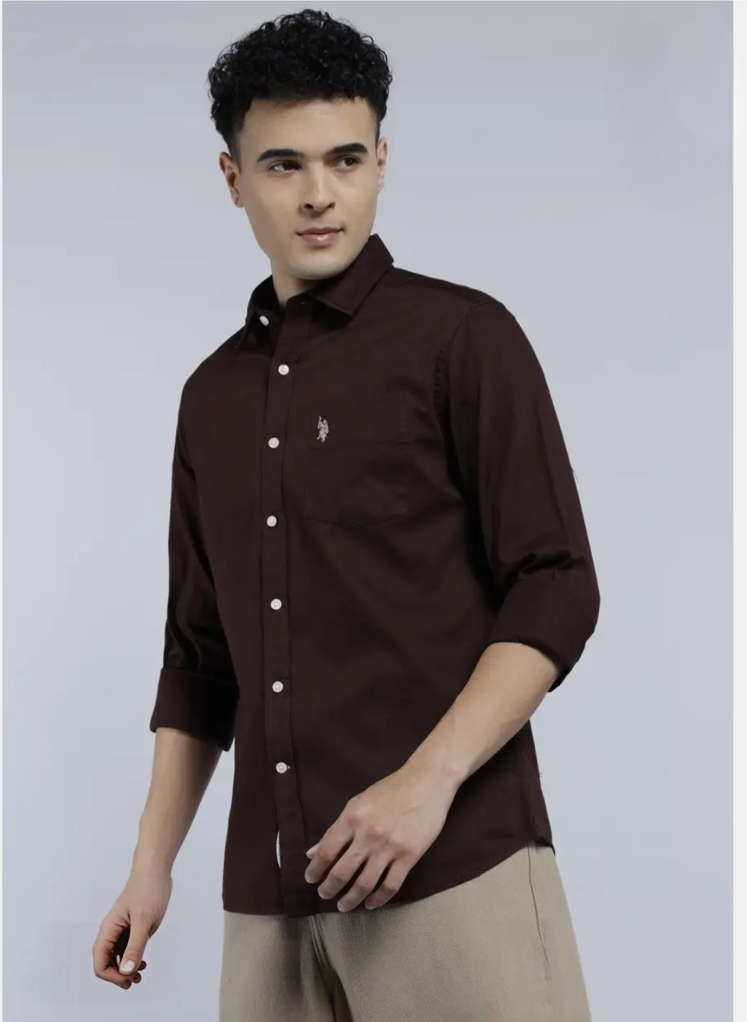 Dark Brown Oxford Button-Down Shirt - Classic Casual