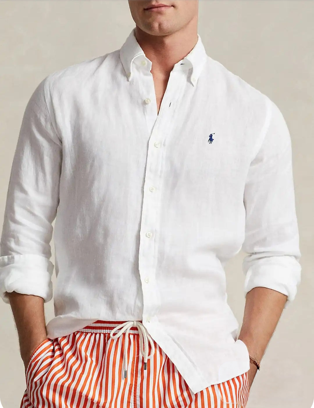 White Linen Button-Down Shirt - Classic Summer Wear
