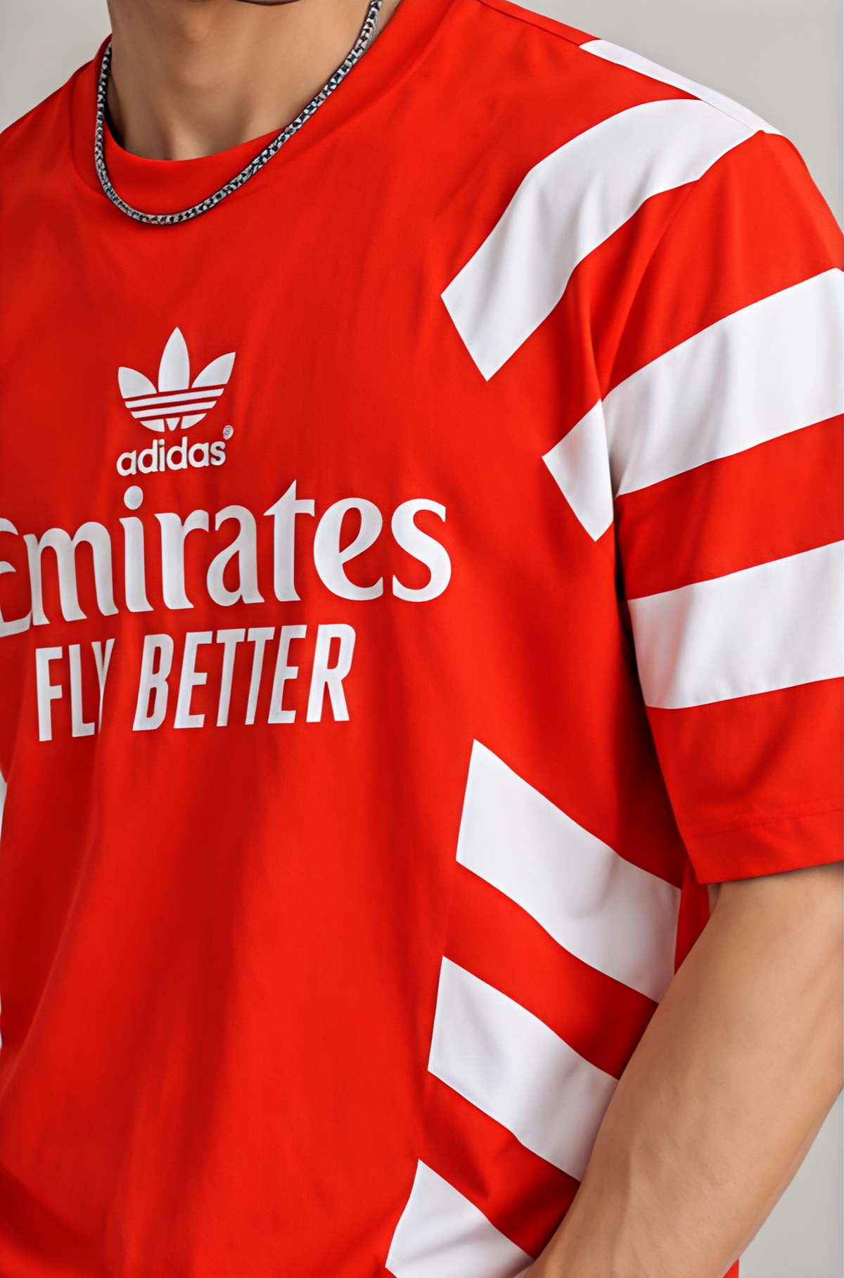 Men Red Graphic Printed Oversized Sports T-Shirt with White Stripes