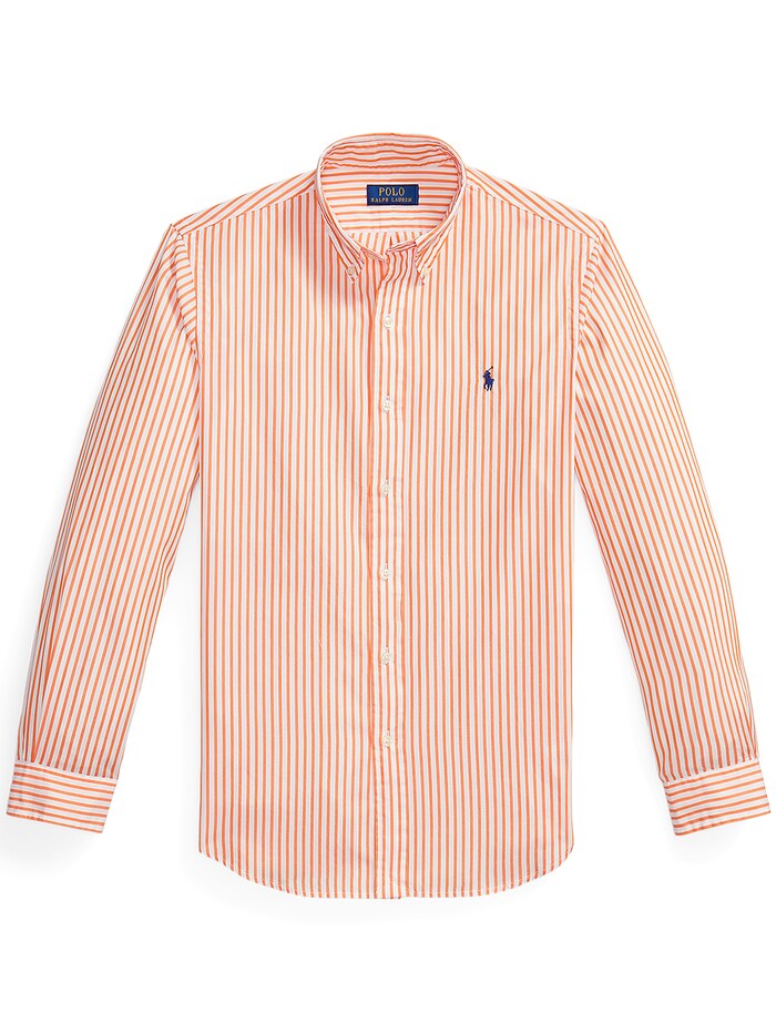 Polo Ralph Lauren Orange Striped Button-Down Shirt, Classic Fit, Pure Cotton