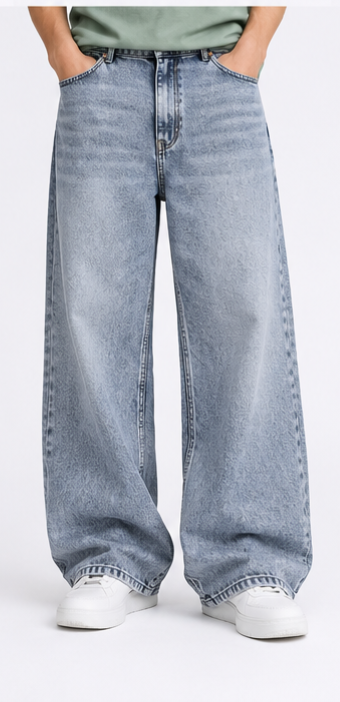 Bhavy Apparels – Men’s Light Blue Baggy Wide-Leg Jeans
