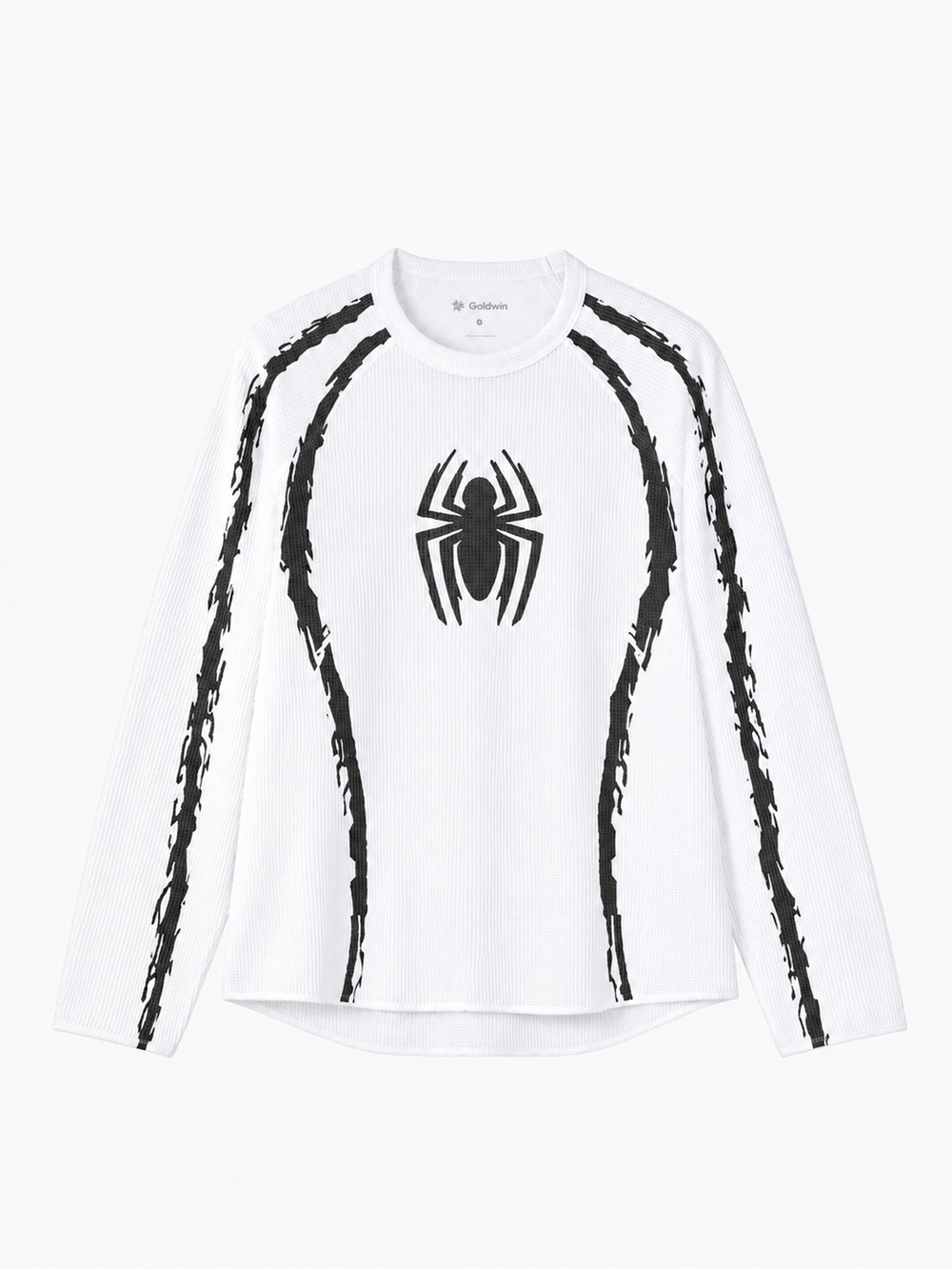 White Waffle-Knit Spider Graphic Full Sleeve T-Shirt