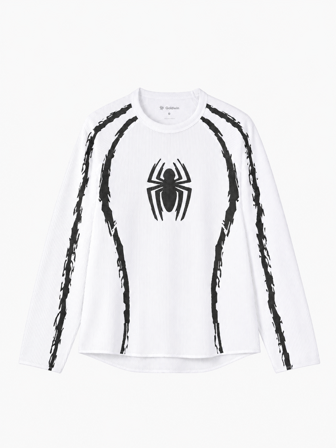 White Waffle-Knit Spider Graphic Full Sleeve T-Shirt
